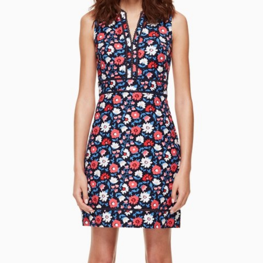 Kate Spade Daisy Jacquard Notch Neck Sheath Dress
